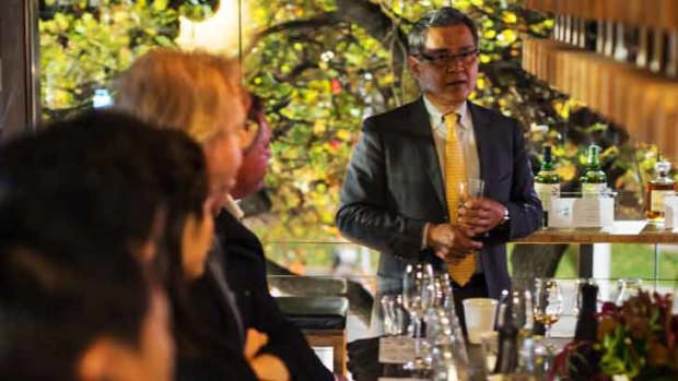 Suntory global ambassador Mike Miyamoto hosts a tasting of Japanese whisky at Melbourne's Hihou restaurant.