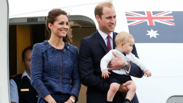 The Duke and Duchess Of Cambridge, with Prince George, departing New Zealand on Wednesday morning.