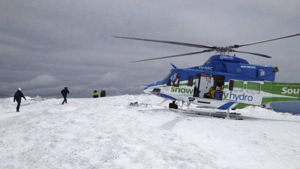 Rescue shot of the Snowy Hydro Southcare rescue helicopter at Charlotte's Pass on October 12, 2012.