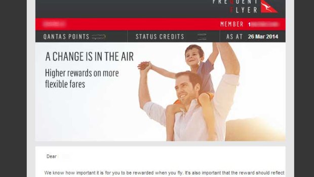 The email sent to frequent-flyer members informing them of the changes