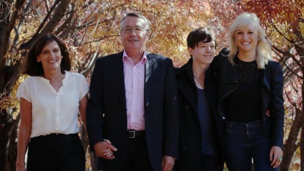 Treasurer Wayne Swan with his wife, Kim, and children Matt and Erinn at Lake Burley Griffin in Canberra.