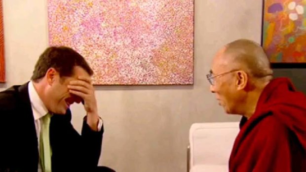 "So embarrassed" ... Karl Stefanovic with the Dalai Lama.