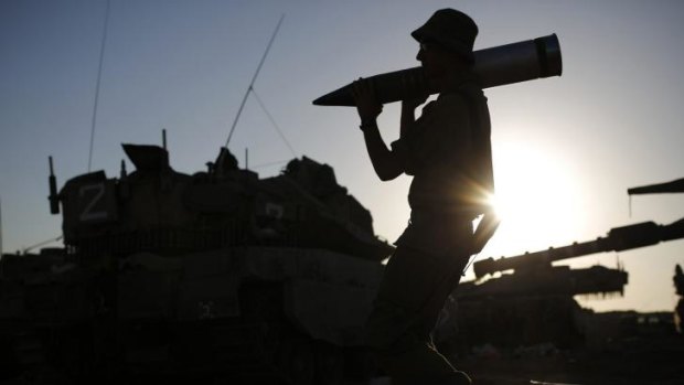 Israeli troops prepare outside the Gaza Strip before the ceasefire broke down.