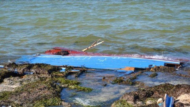 The remains of a boat carrying illegal immigrants that sank off the shores of south-east Tunisia.