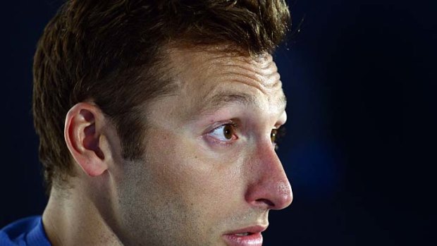 Ian Thorpe speaks to the media after his bid to make the Olympic swimming team ended in failure.