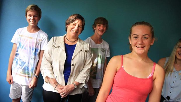 Advocate: Mitchell with conference participants (from left) Angus Woodiwiss, Ben Razy and Sophie Dawson.