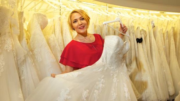 'Altar' ego: Zulya Kamalova gets matrimonial at Raffaele Ciuca Bridal and Formal Wear.