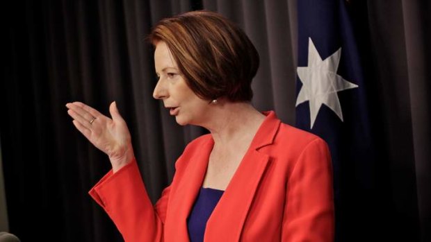 Julia Gillard during a news conference in August 2012 addressing matters related to her time at law firm Slater and Gordon.