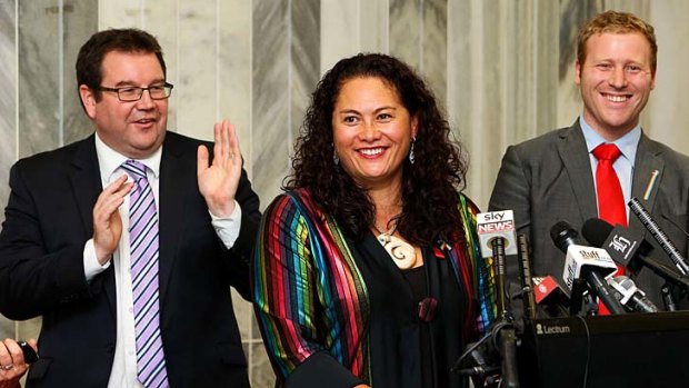 Passed by 77 votes: Labor MP Louisa Wall, who sponsored the bill, speaks at a press conference after the third reading and vote.