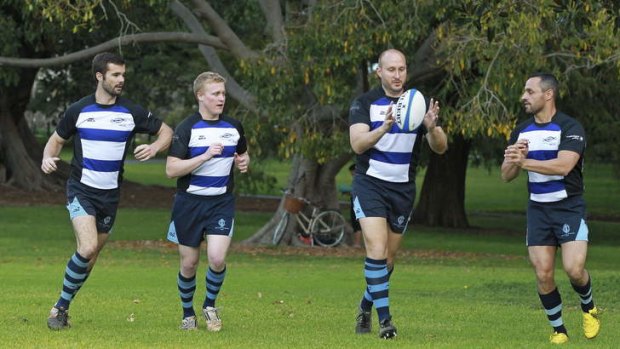 Paving the way: members of Australia's first gay rugby team, (from left) Simon Hargrave, Jason Fowler, Kevin Perry and Fernando Peres.