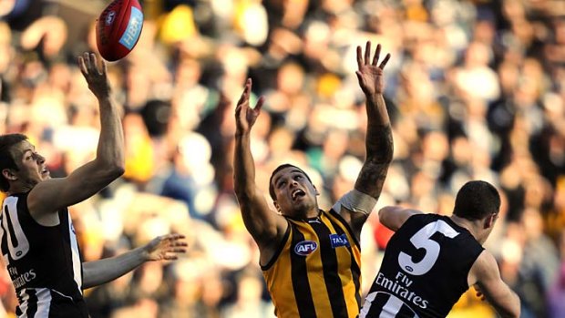 Lance Franklin terrorises Collingwood, having averaged just under six goals per game in Hawthorn's past five wins over the Magpies.