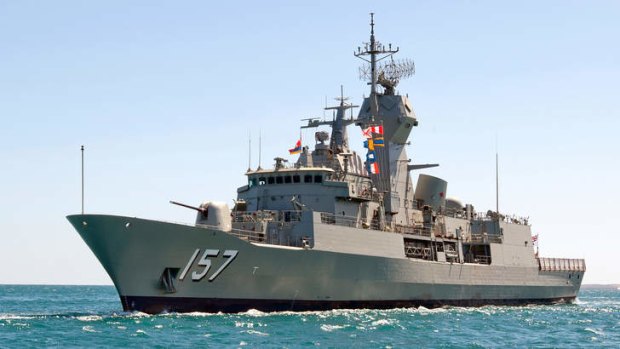 HMAS Perth returns to Garden Island after being fitted with the new Phased Array RADAR System.
