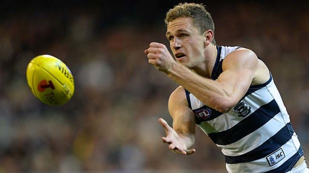 Hard: Joel Selwood, had he been born in a different time, may have swung an axe instead of a handball.