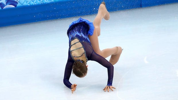 Breaking hearts: Yulia Lipnitskaya of Russia falls while competing in the short program.