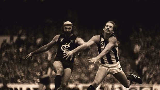Great rivalry: Carlton's Bruce Doull and Collingwood's Ray Byrne do battle in the 1981 grand final.