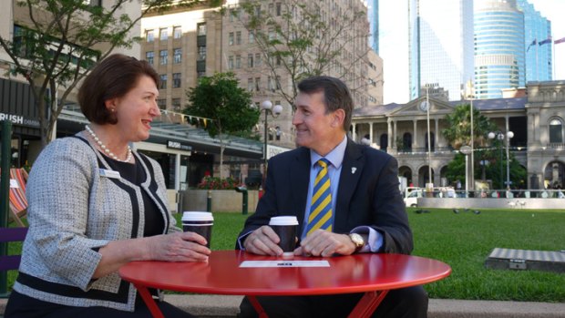 Brisbane Councillor Vicki Howard and Lord Mayor Graham Quirk.