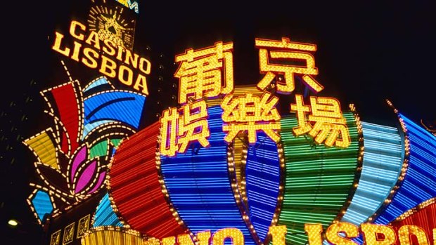 Sure bet ... the bright lights of Casino Lisboa, Macau.