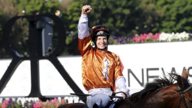On the cusp of greatness: James McDonald scores on Rising Romance in the Australian Oaks at Randwick on Saturday.