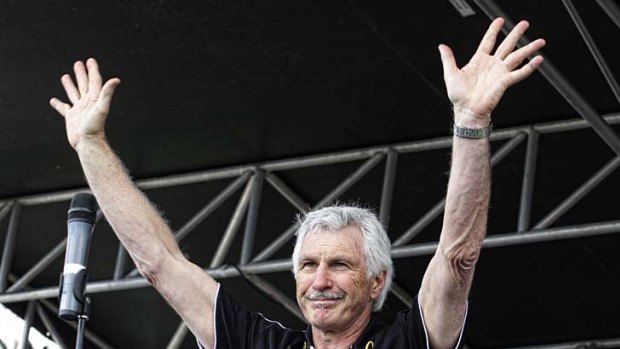 The morning after: Malthouse addresses the faithful.