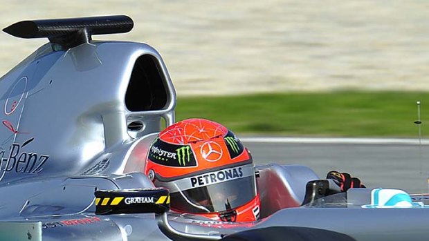 Michael Schumacher in action at Spain's Catalunya Circuit on Friday.