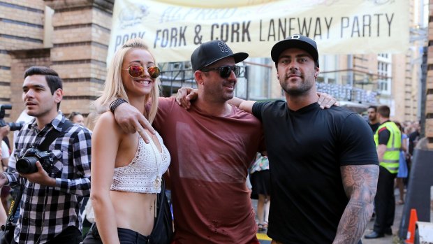 Maddie Bally, Lee Spizzirri and Dave Ambroso among thousands of people enjoying the food and entertainment at The Teneriffe Festival on Skyring Terrace.