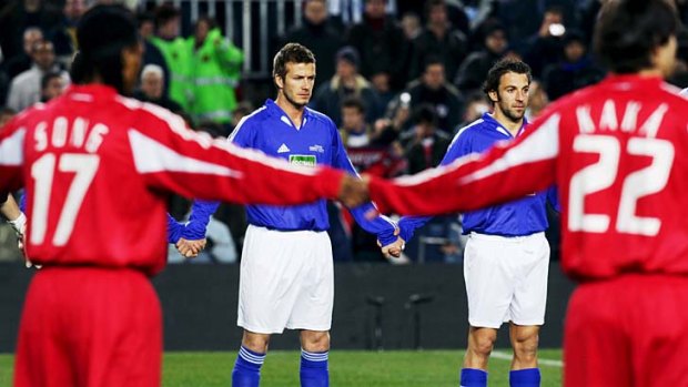 Dream team ... David Beckham and Alessandro Del Piero have teamed up once before, for a charity match in Spain in 2005.