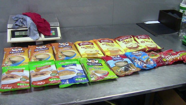 Food packages allegedly containing cocaine and found in the luggage of Michaella McCollum Connolly and Melissa Reid at the airport in Lima, Peru.