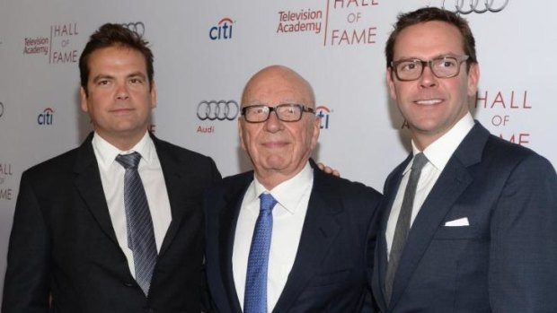 Honoured: Lachlan Murdoch, Rupert Murdoch and James Murdoch at the Television Academy's 23rd Hall Of Fame Induction Gala.