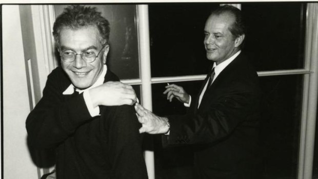 Back to front: Michael White and Jack Nicholson in a 1993 photo from the documentary.  