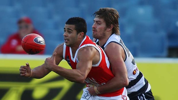 Ahmed Saad (left) will be St Kilda's new small forward.