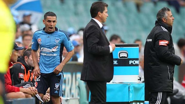 Not happy Frank &#8230; Sydney FC midfielder Ali Abbas was none too impressed with his first-half substitution on Sunday.