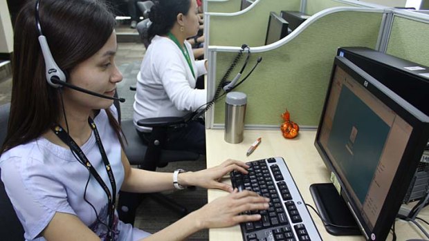 Skilled ... a call center worker in Manila.