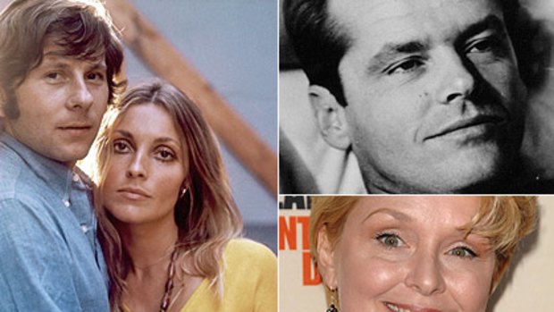 Above left: Polanski in the 1960s with his wife, Sharon Tate. Above right: Samantha Geimer, who was 13 when Polanski had sex with her in 1977. Top: Jack Nicholson, in whose home the crime occurred.