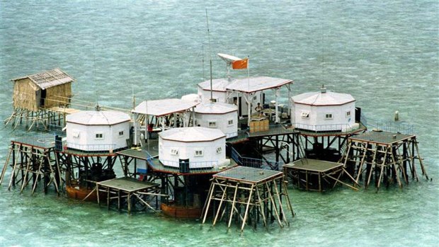 A structure built by China in one of the islands in the Spratlys: China's island building has alarmed its neighbours.