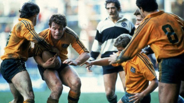 Simon Poidevin of the Wallabies in action during the 1984 Grand Slam Rugby match between the Barbarians and the Wallabies in London.