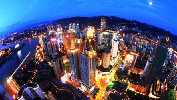 Bright lights, big city: Chongqing by night.