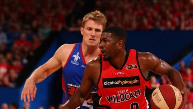 Perth Wildcats guard Jermaine Beal works his way upcourt during the game three grand final series win over Adelaide in Perth.