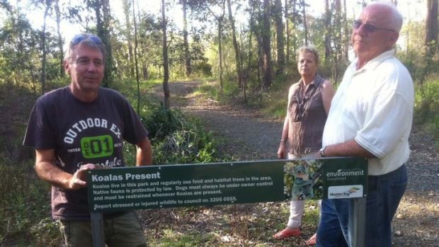 A koala protection sign in the park at Petrie that will be dissected by the planned bypass.