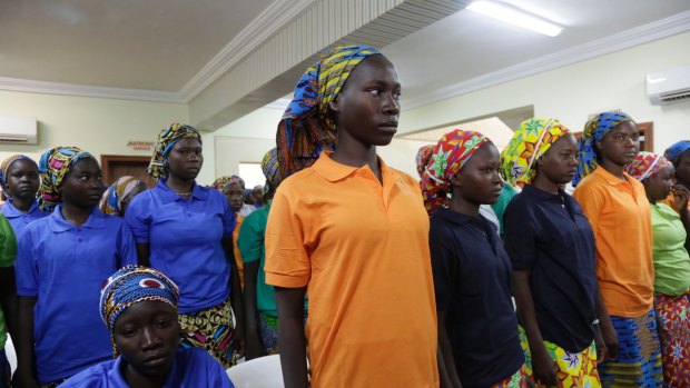 Chibok schoolgirls, recently freed from Nigeria extremist captivity.