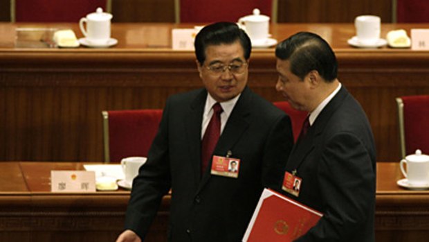 Power duo... Hu Jintao, left, with Xi Jinping.
