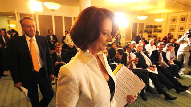 Patience pays off ... Julia Gillard and Wayne Swan in Canberra yesterday.
