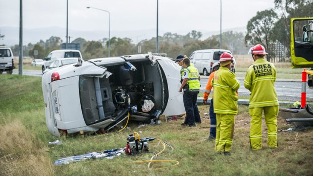 Emergency workers have had to cut the occupants out of a car after a serious accident in southern Canberra.