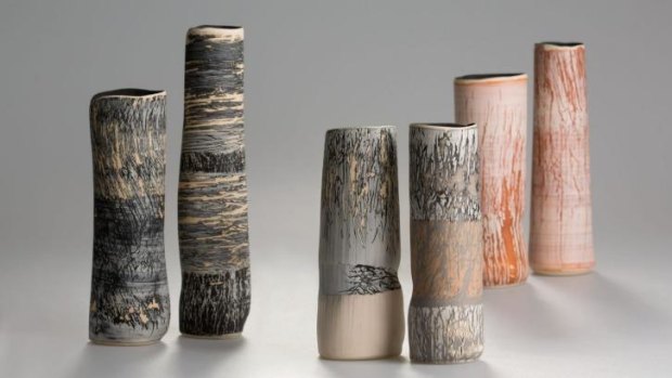 Joanne Searle's Reflections on Tidbinbilla (2015) in Surrounds  at Canberra Potters Society. 