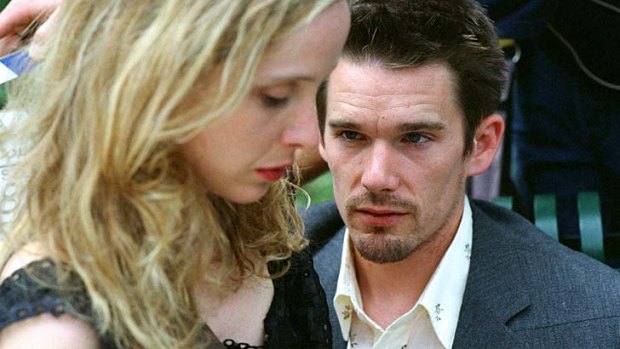 Together again: Julie Delpy and Ethan Hawke in <em>Before Sunset</em> (2004).