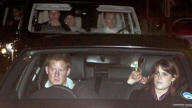 Prince Harry arrives at the hospital with Princess Eugenie.