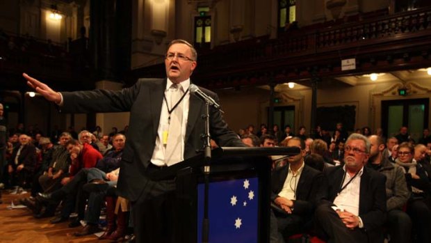 Advocate ... Anthony Albanese speaks in support of equal marriage legislation at the conference, which also hosted a debate about a damning election review.