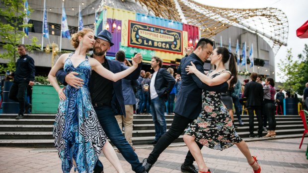 The La Boca pop-up beer garden has taken residence at the Arts Centre Forecourt to celebrate the musical <i>Evita</I> coming to Melbourne this summer. 
