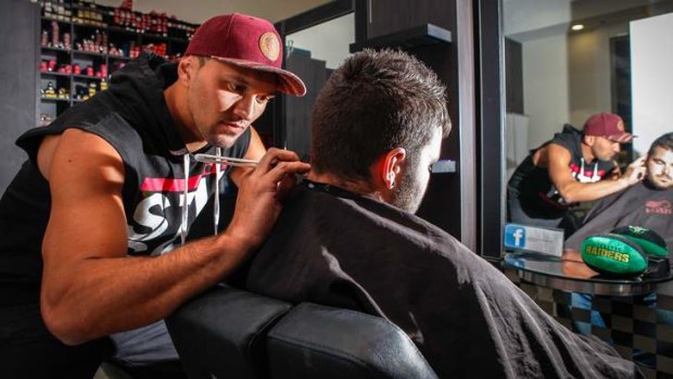 Canberra Raiders player Jordan Rapana works occasionally as a barber at John Brennan Hair in Belconnen. Rapana was selected for the Cook Islands for the upcoming rugby league World Cup.
