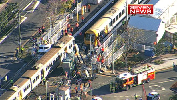 The scene of the crash in a still from Seven News Brisbane.