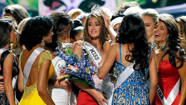 Answering the critics?: Nia Sanchez celebrates after being crowned Miss USA 2014.